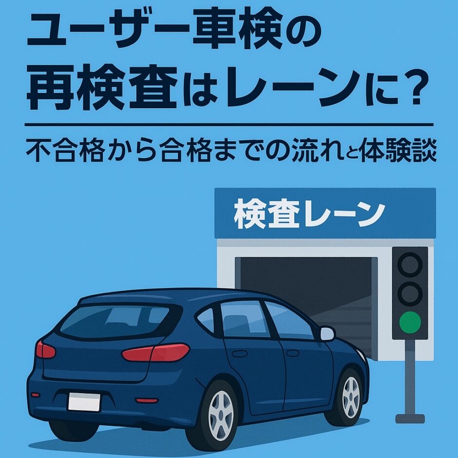 ユーザー車検の再検査レーンの流れと対応方法を解説するアイキャッチ画像
