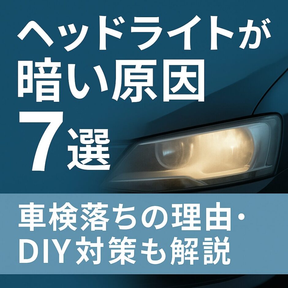 ヘッドライトが暗い原因7選と車検に落ちる理由、DIYでできる対策をまとめたアイキャッチ画像