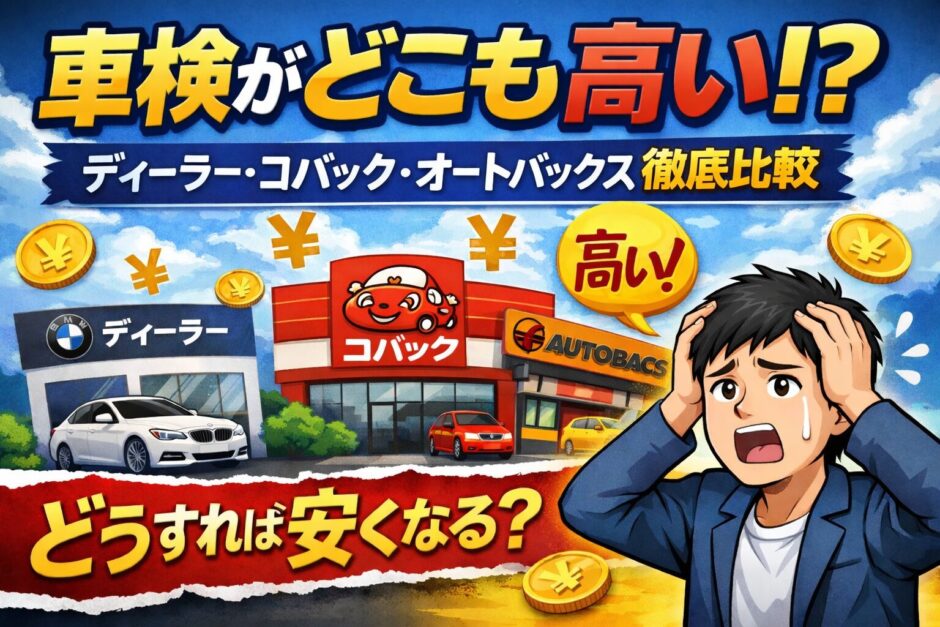 車検がどこも高い？ディーラー・コバック・オートバックスを比較したアイキャッチ画像