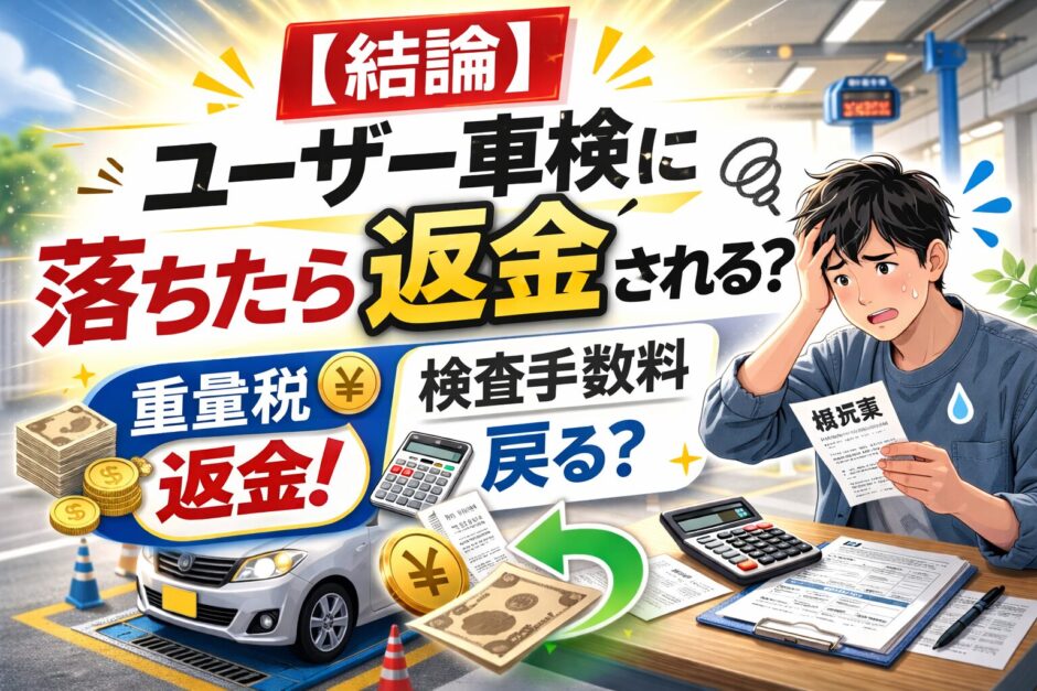 ユーザー車検で不合格になった場合に重量税は返金されるのかを解説した記事のアイキャッチ画像