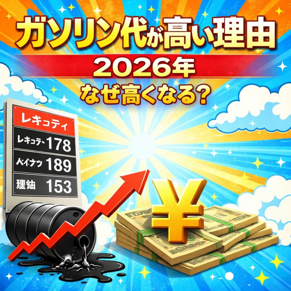 ガソリン代が高い理由を解説したアイキャッチ画像｜2026年の価格高騰の原因