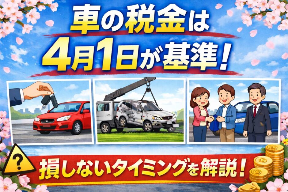 車の税金は4月1日が基準｜売却・廃車・購入のタイミングを解説したアイキャッチ画像